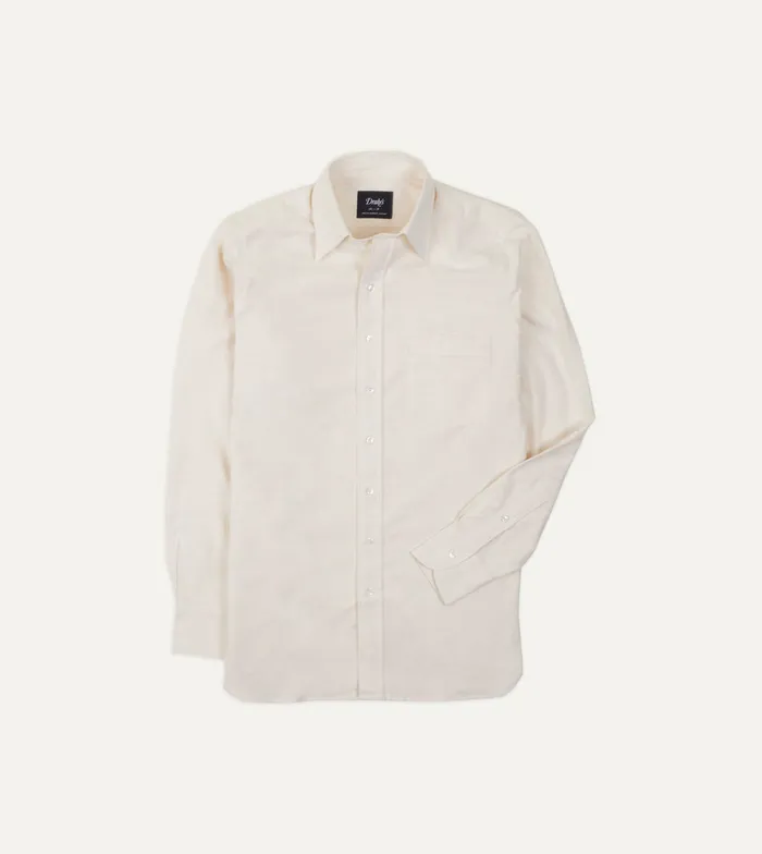 Drake039s Cream Cotton Oxford Cloth Long Point Collar Shirt Men Formal Shirts Drake039s Cream Cotton Oxford Cloth Long Point Collar Shirt Men Formal Shirts