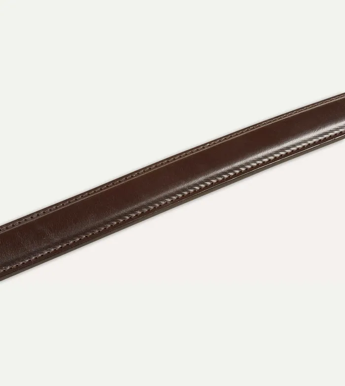 Drake039s Dark Brown Fully Lined Bridle Leather Belt With Brass Buckle Men Belts