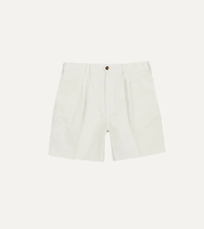 Drake039s Ecru Cotton Twill SinglePleat Shorts Men Shorts