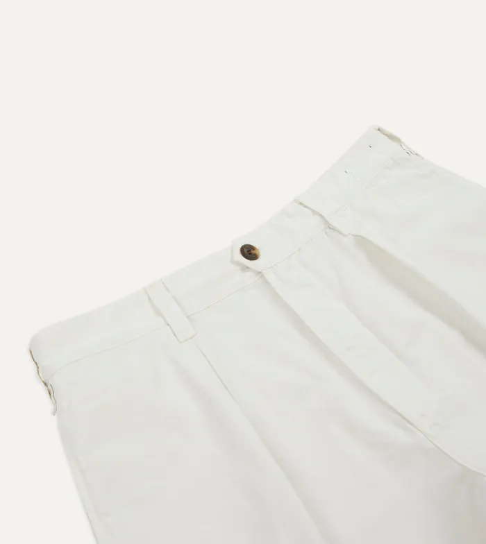 Drake039s Ecru Cotton Twill SinglePleat Shorts Men Shorts