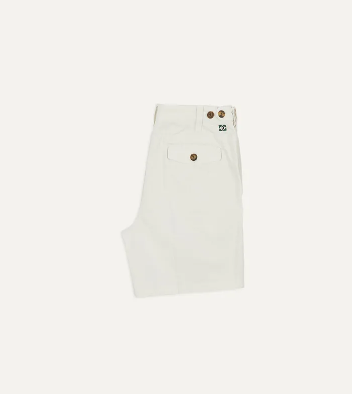 Drake039s Ecru Cotton Twill SinglePleat Shorts Men Shorts