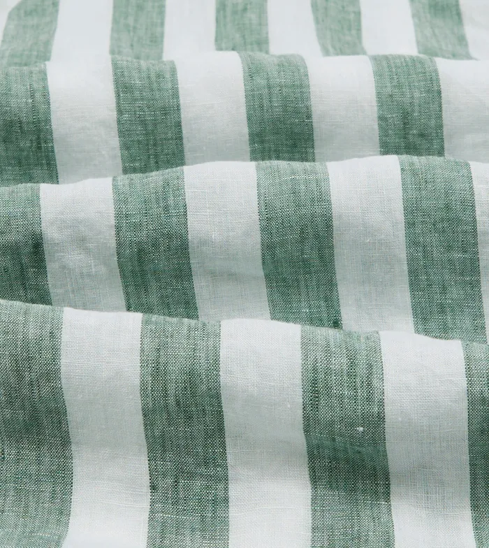 Drake039s Green And White Broad Stripe Linen Spread Collar Shirt Men Linen Shirts