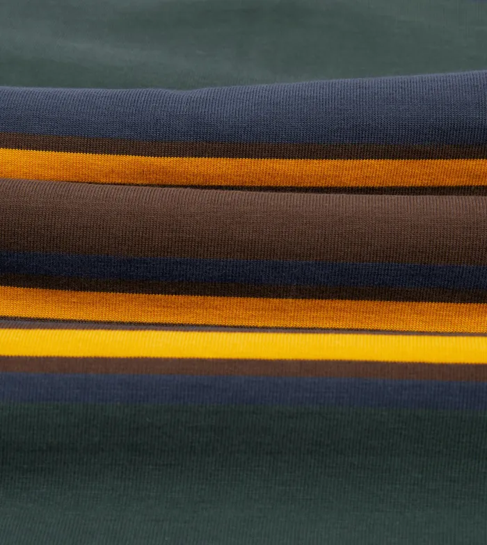 Drake039s Green Navy And Gold Stripe Cotton Rugby Shirt Men Polos and Sweatshirts
