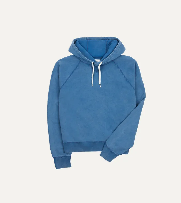 Drake039s Indigo Cotton Hooded Sweatshirt Men Polos and Sweatshirts