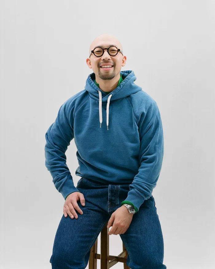 Drake039s Indigo Cotton Hooded Sweatshirt Men Polos and Sweatshirts