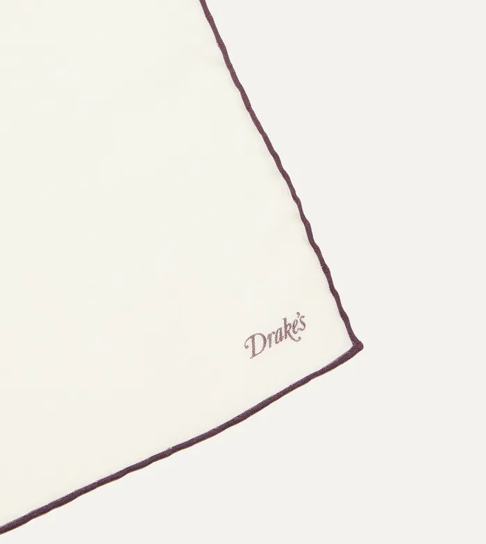 Drake039s Ivory And Purple Shoestring Border Silk Pocket Square Men Pocket Squares