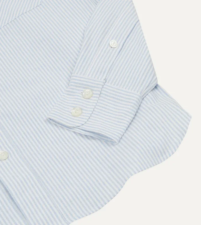 Drake039s Light Blue Stripe Cotton Oxford TwoPocket Western Shirt Men Formal Shirts