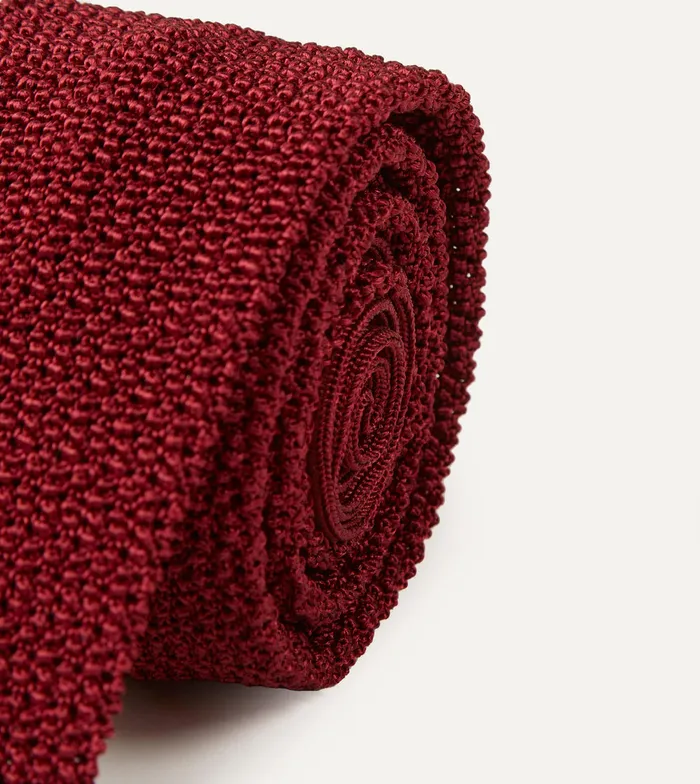 Drake039s Light Wine Knitted Silk Solid Colour Tie Men Plain Ties