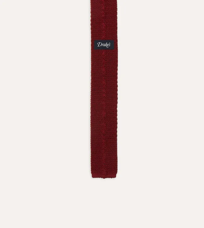 Drake039s Light Wine Knitted Silk Solid Colour Tie Men Plain Ties