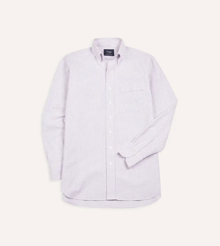 Drake039s Lilac Ticking Stripe Cotton Oxford Cloth ButtonDown Shirt Men Formal Shirts Drake039s Lilac Ticking Stripe Cotton Oxford Cloth ButtonDown Shirt Men Formal Shirts