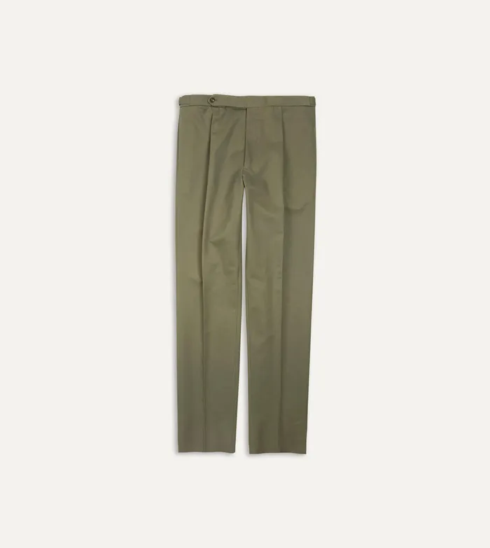 Drake039s Lovat Cotton Drill Single Pleat Trouser Men Trousers