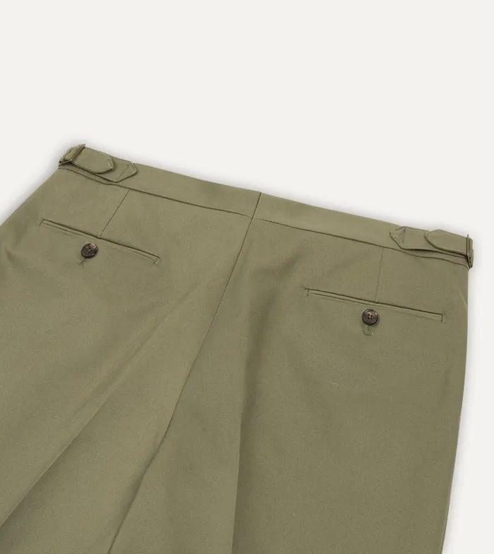 Drake039s Lovat Cotton Drill Single Pleat Trouser Men Trousers