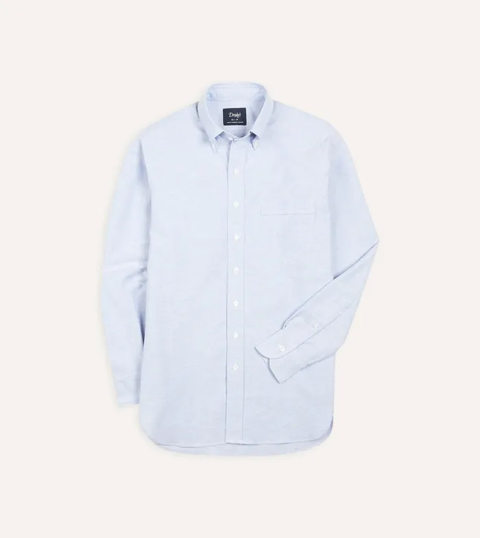 Drake039s MidBlue Cotton Oxford Cloth ButtonDown Shirt Men Formal Shirts