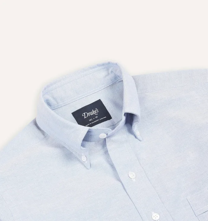 Drake039s MidBlue Cotton Oxford Cloth ButtonDown Shirt Men Formal Shirts
