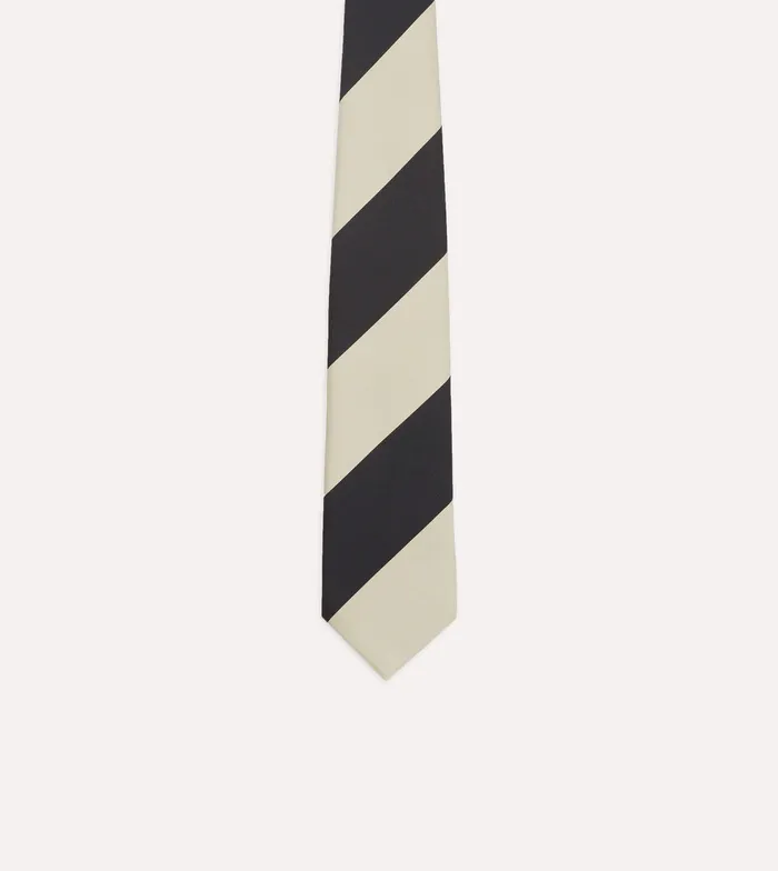 Drake039s Navy And Ecru Broad Stripe Silk Tipped Tie Men Striped Ties