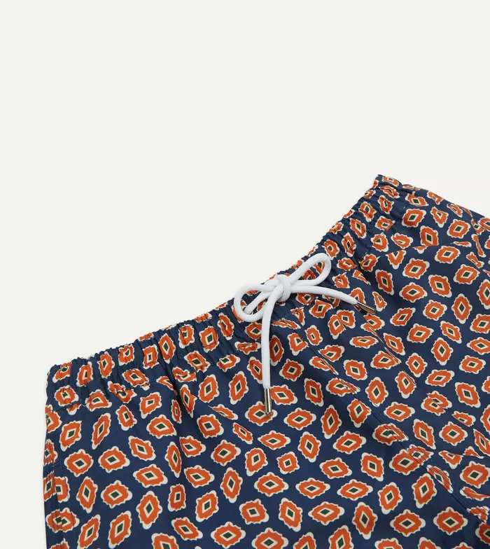 Drake039s Navy Jumbled Medallion Print Nylon Swim Shorts Men Swim Shorts