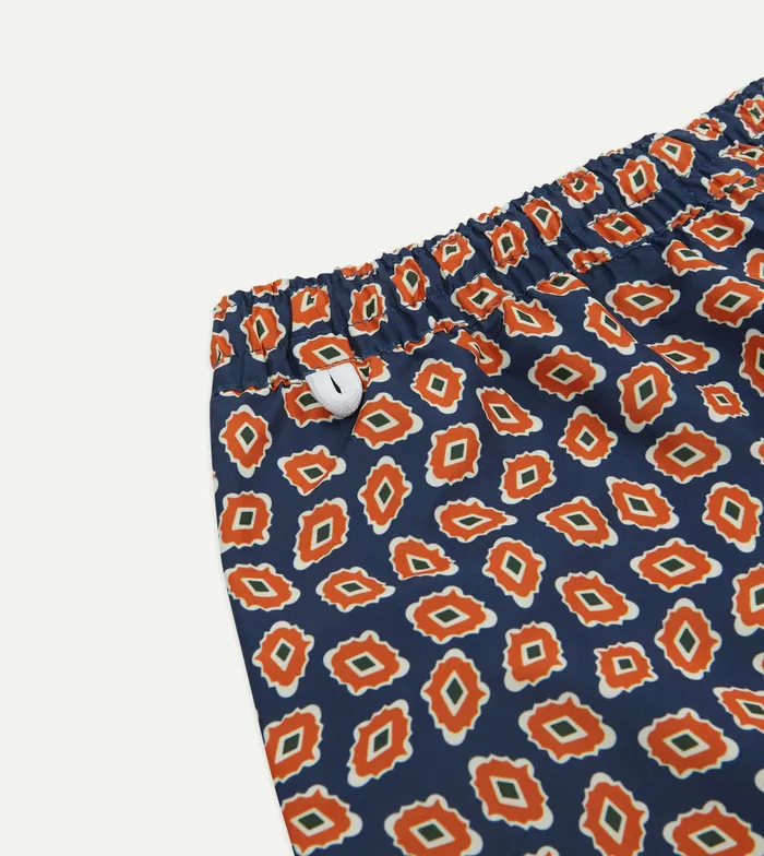 Drake039s Navy Jumbled Medallion Print Nylon Swim Shorts Men Swim Shorts