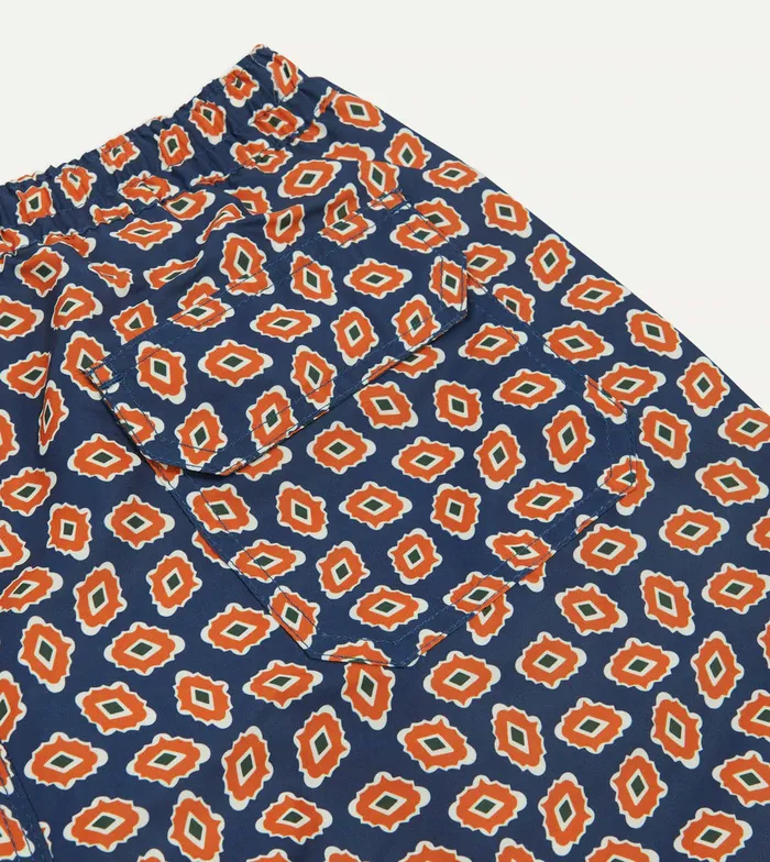 Drake039s Navy Jumbled Medallion Print Nylon Swim Shorts Men Swim Shorts