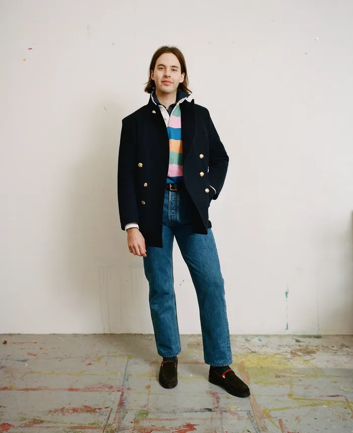 Drake039s Navy Melton Wool Games Blazer Mk Iii Men Blazers