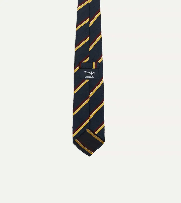 Drake039s Navy Red And Yellow Stripe Shantung Silk Tie Men Striped Ties