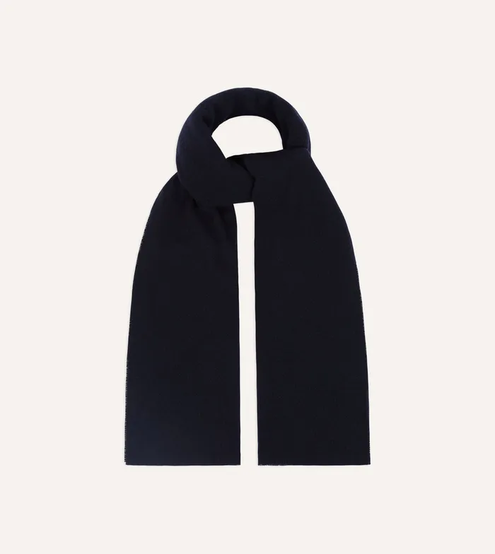 Drake039s Navy Solid Wool Scarf Men Scarves