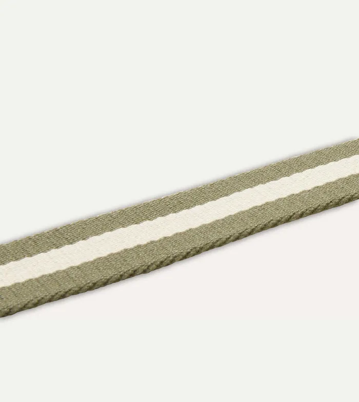 Drake039s Olive And Ecru Stripe Webbing And Leather Belt With Brass Buckle Men Belts
