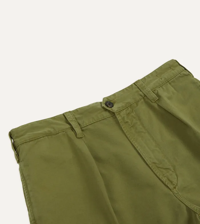 Drake039s Olive Cotton Twill SinglePleat Shorts Men Shorts