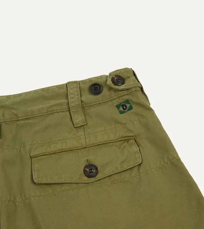 Drake039s Olive Cotton Twill SinglePleat Shorts Men Shorts