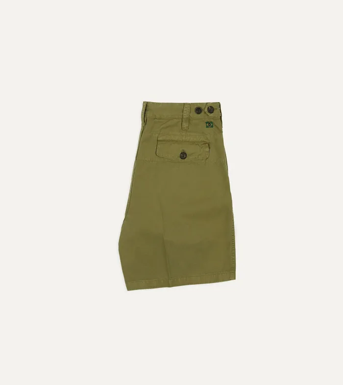 Drake039s Olive Cotton Twill SinglePleat Shorts Men Shorts