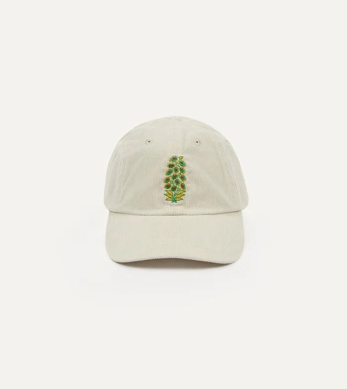 Drake039s White Flowers Emblem Cotton Corduroy Baseball Cap Men Hats