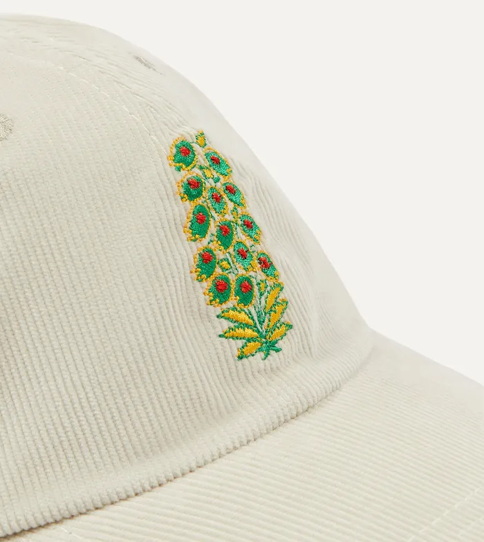 Drake039s White Flowers Emblem Cotton Corduroy Baseball Cap Men Hats