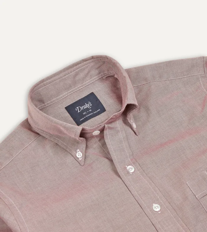 Drake039s Wine Pinpoint Oxford Cotton Cloth ButtonDown Shirt Men Formal Shirts
