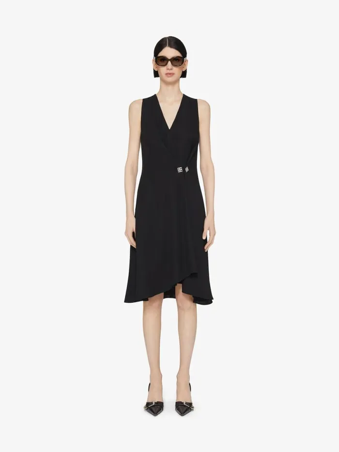 Dress In Crepe Satin With 4g Liquid Detail Black Women Givenchy Dresses