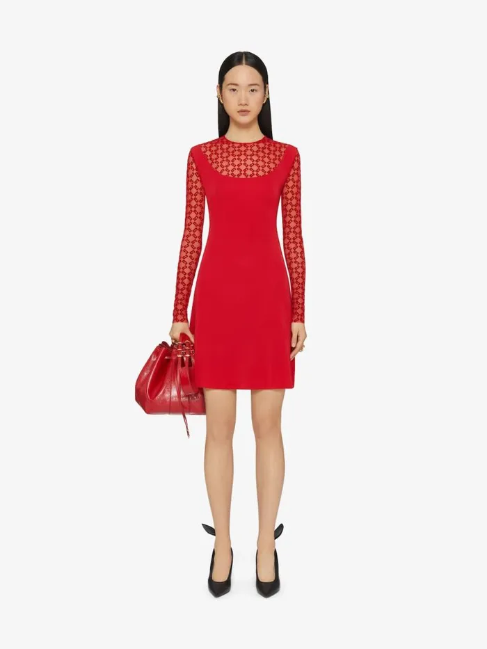 Dress In Jersey And Monogram 72 Tulle Red Women Givenchy Dresses