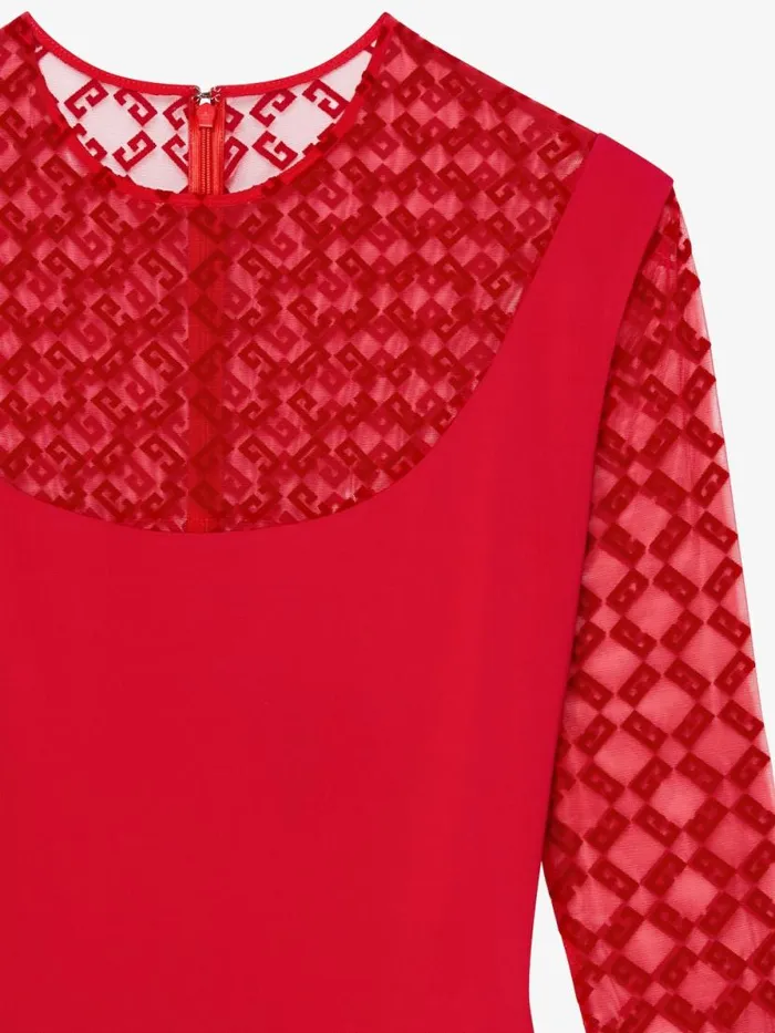 Dress In Jersey And Monogram 72 Tulle Red Women Givenchy Dresses