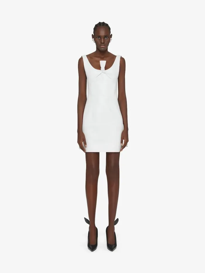 Dress In Leather With Bow Detail Optic White Women Givenchy Dresses