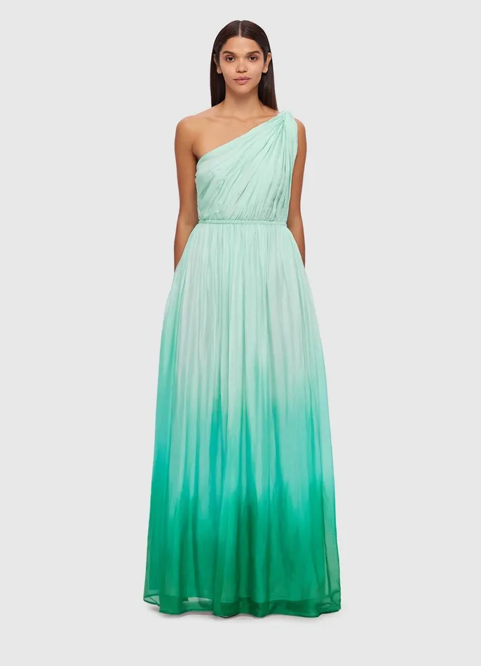 Dresses and Jumpsuits Women LEO LIN Adriana One Shoulder Maxi Dress 8211 Ombre Turquoise