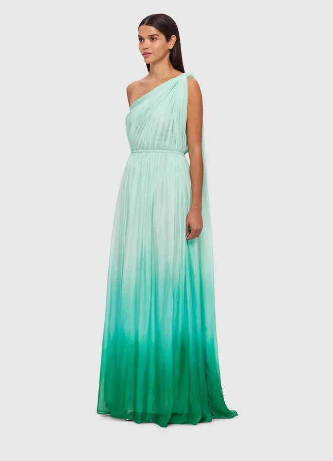 Dresses and Jumpsuits Women LEO LIN Adriana One Shoulder Maxi Dress 8211 Ombre Turquoise