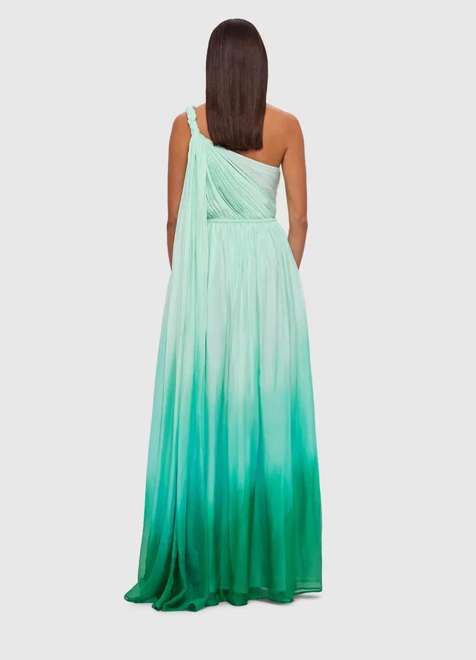 Dresses and Jumpsuits Women LEO LIN Adriana One Shoulder Maxi Dress 8211 Ombre Turquoise