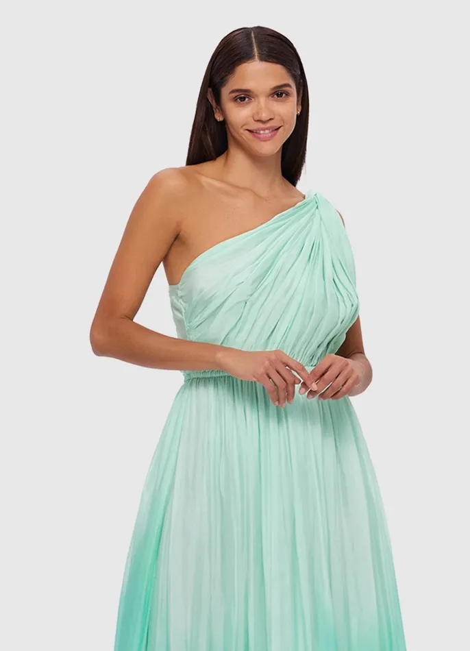 Dresses and Jumpsuits Women LEO LIN Adriana One Shoulder Maxi Dress 8211 Ombre Turquoise