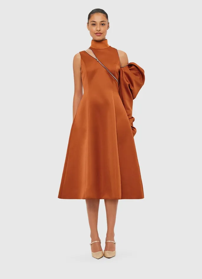 Dresses and Jumpsuits Women LEO LIN Annalise One Shoulder Midi Dress 8211 Toffee
