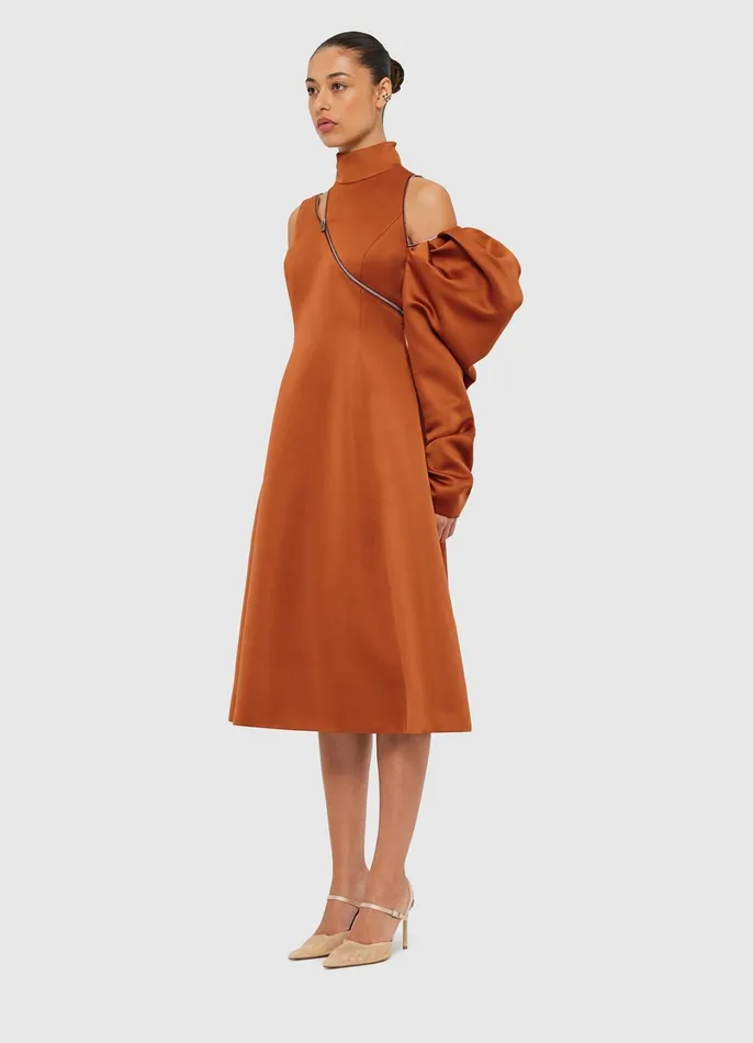 Dresses and Jumpsuits Women LEO LIN Annalise One Shoulder Midi Dress 8211 Toffee
