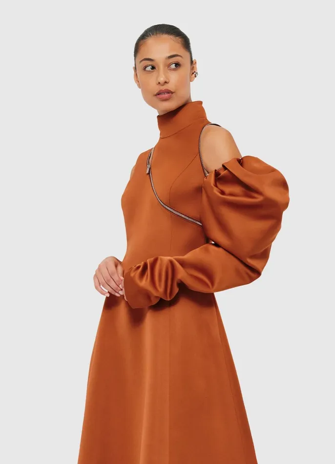 Dresses and Jumpsuits Women LEO LIN Annalise One Shoulder Midi Dress 8211 Toffee