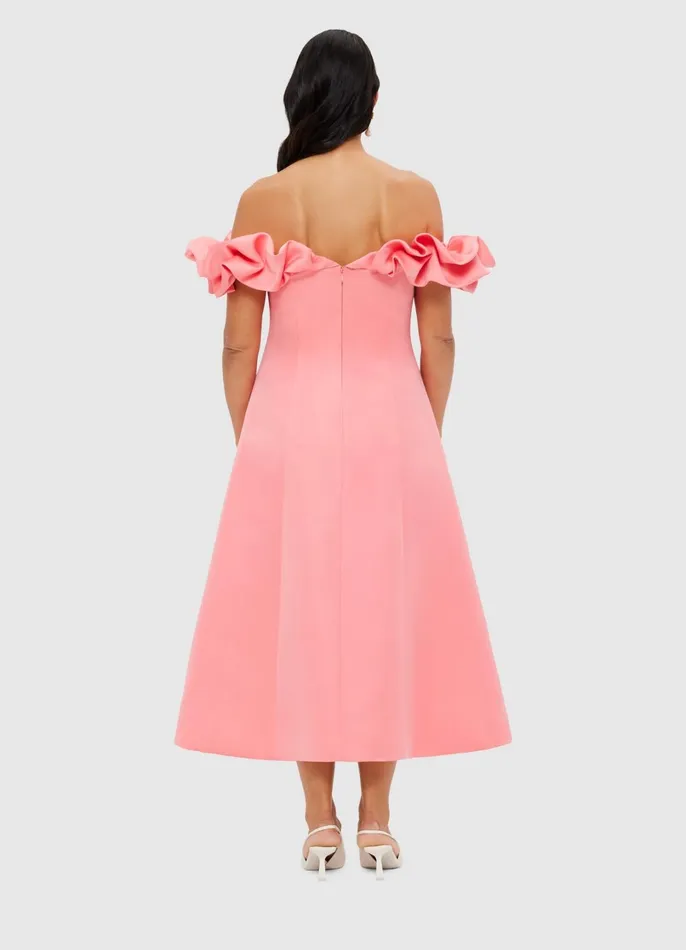 Dresses and Jumpsuits Women LEO LIN Annie Off Shoulder Frill Midi Dress 8211 Strawberry Pink