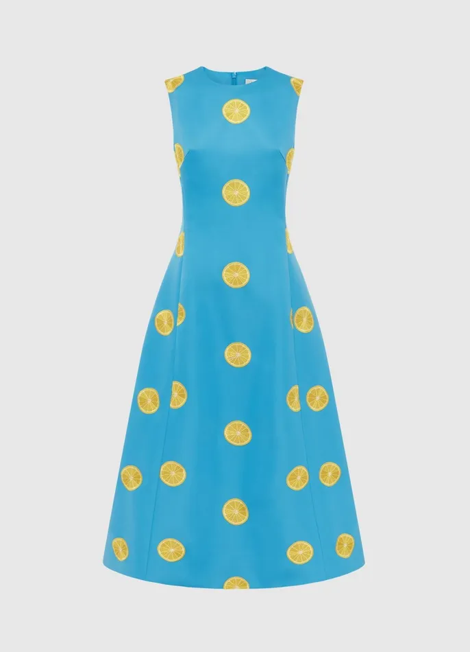 Dresses and Jumpsuits Women LEO LIN Cleo Embroidered Sleeveless Midi Dress 8211 Citrus Embroidery