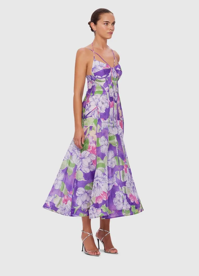 Dresses and Jumpsuits Women LEO LIN Gina Slip Midi Dress 8211 Swallow Print In Serenity