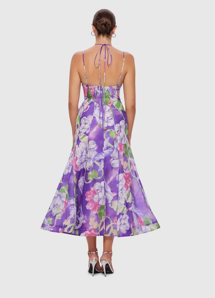Dresses and Jumpsuits Women LEO LIN Gina Slip Midi Dress 8211 Swallow Print In Serenity