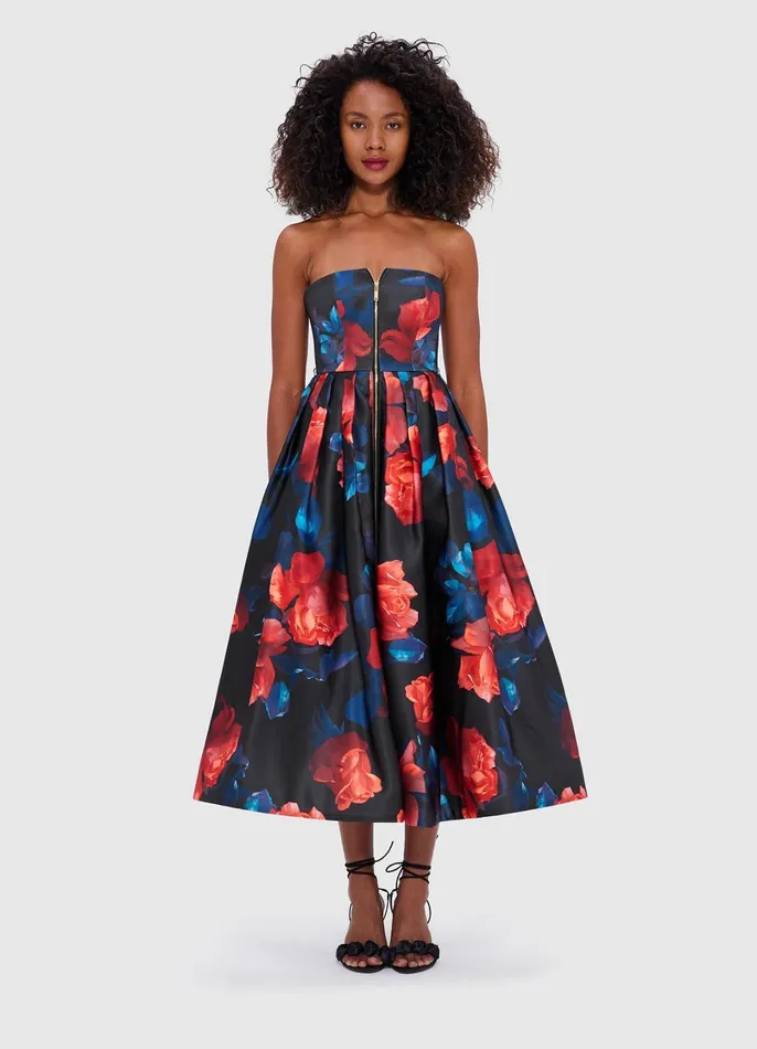 Dresses and Jumpsuits Women LEO LIN Norine Bustier Midi Dress 8211 Rose Print