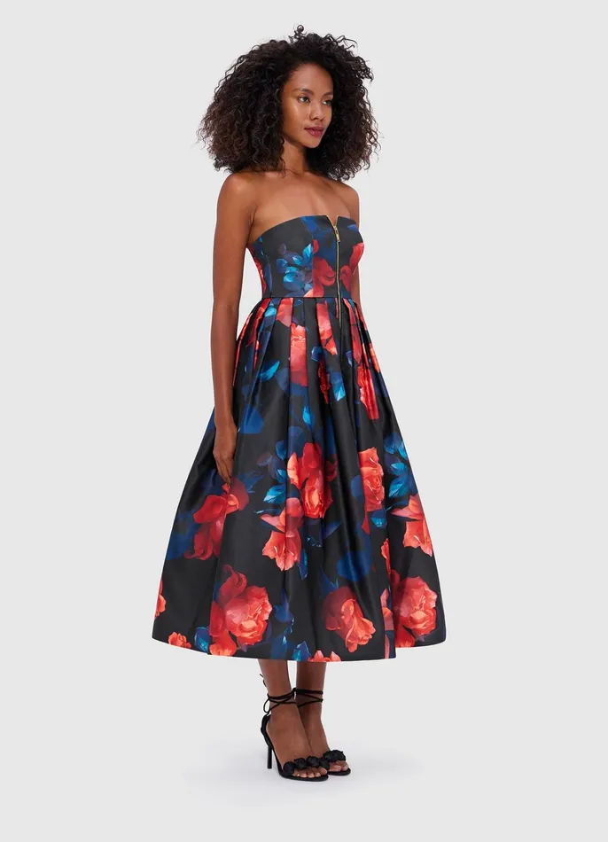 Dresses and Jumpsuits Women LEO LIN Norine Bustier Midi Dress 8211 Rose Print