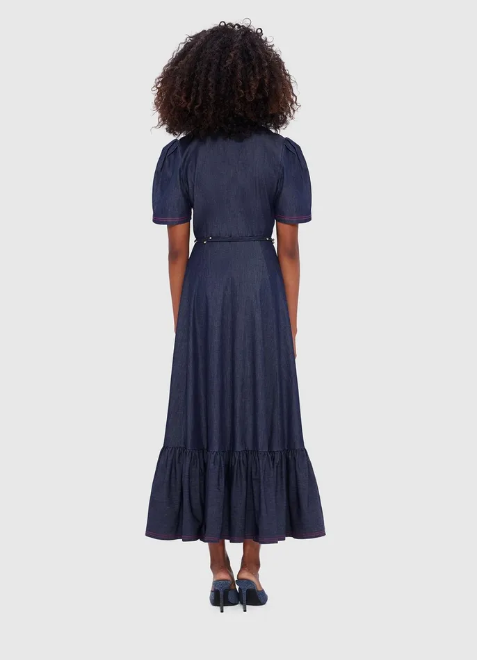 Dresses and Jumpsuits Women LEO LIN Roberta Denim Midi Dress 8211 Indigo